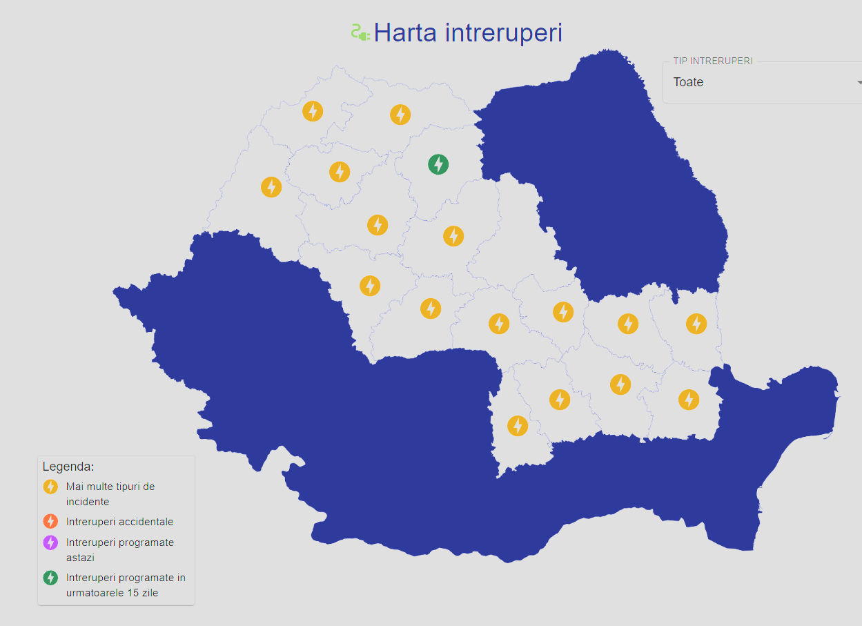 Electrica Information WARNINGS Official LAST MOMENT Customers All Romania map county interruptions