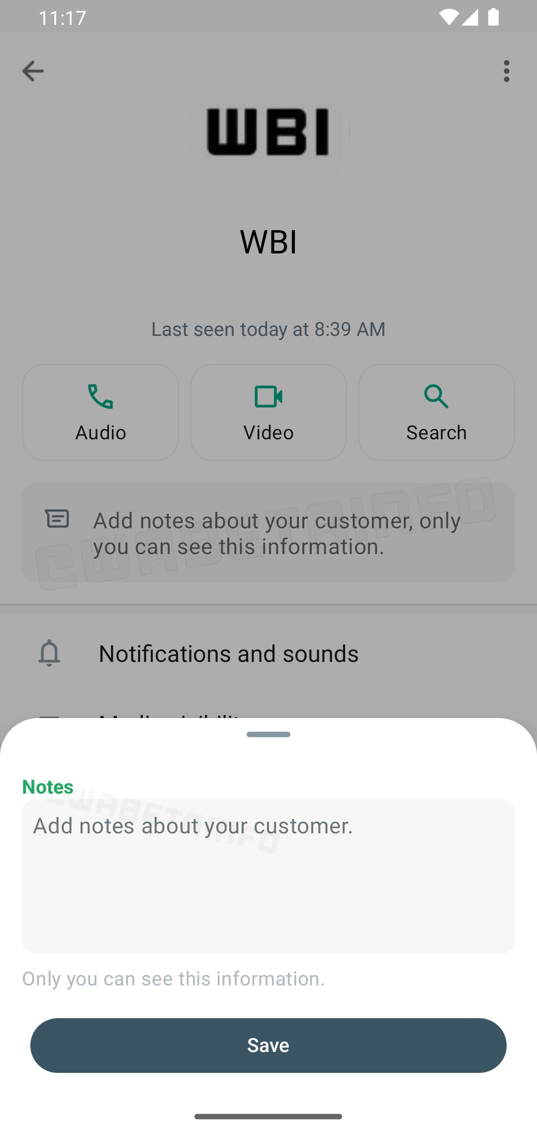 WhatsApp notes contacts