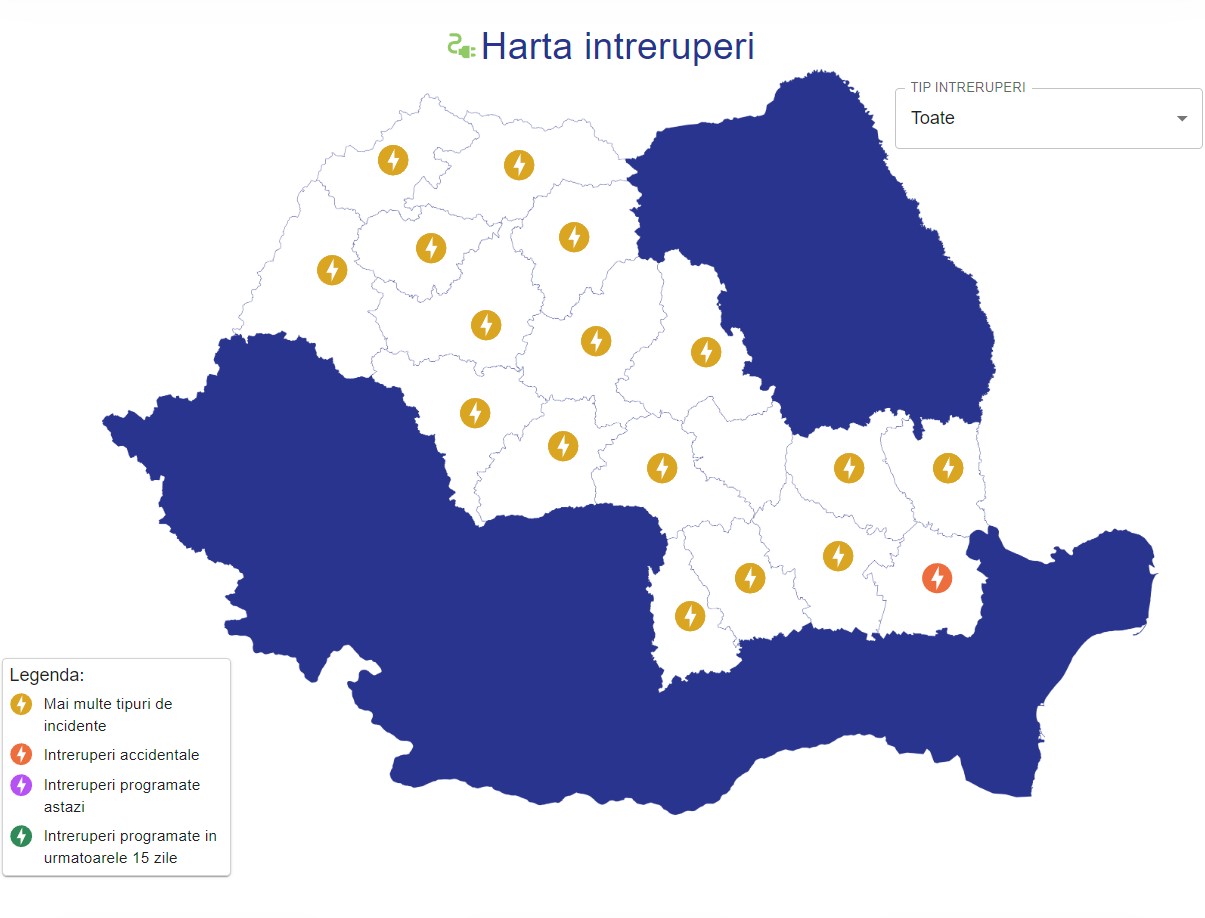 Rapoartele Oficiale ELECTRICA Problemele ULTIM MOMENT Clientii Romania incidente probleme harta