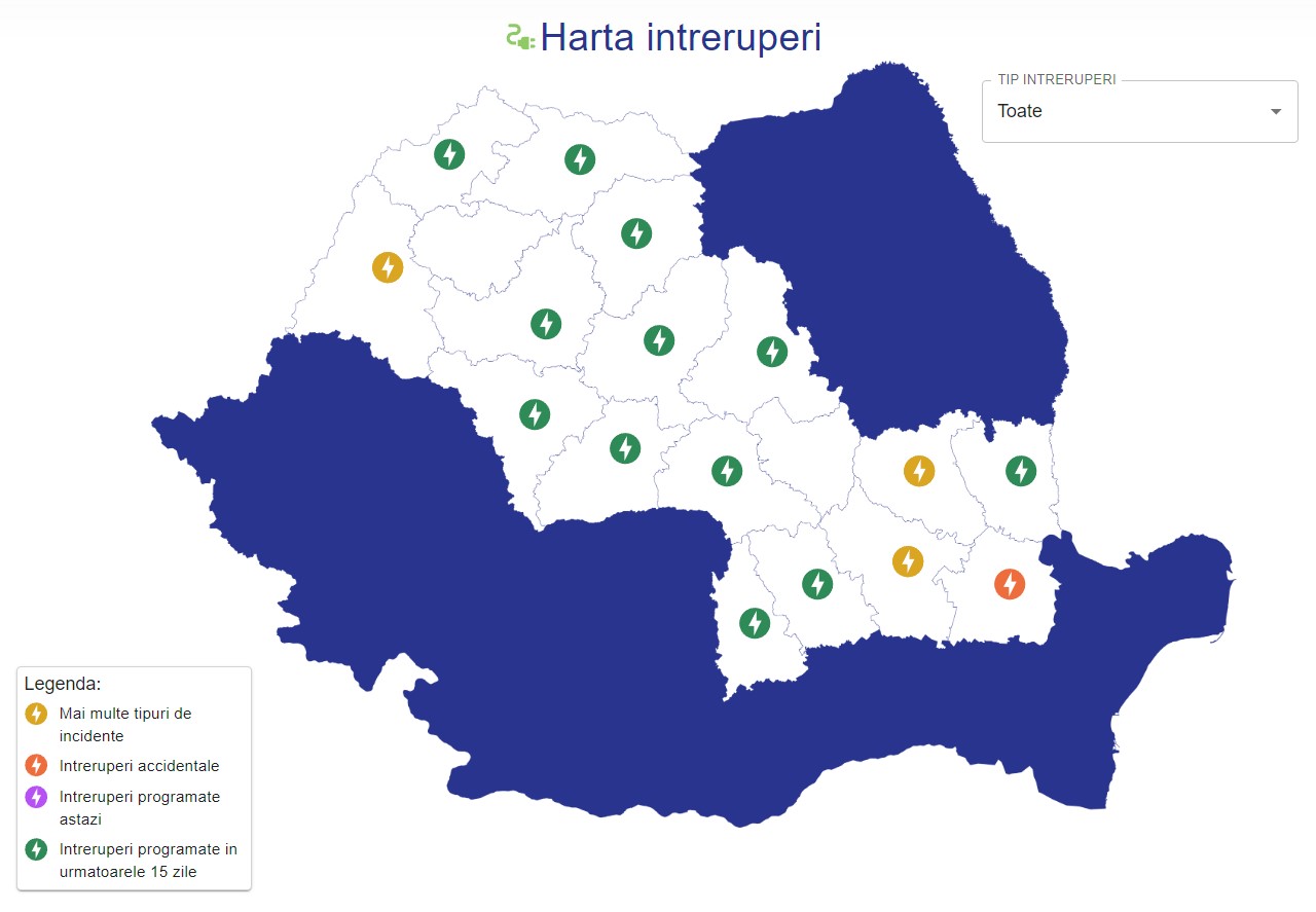 Informari Oficiale ELECTRICA privind Problemele de ULTIM MOMENT ce Afecteaza Clientii Romani harta incidente sesizari