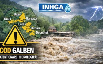 INHGA emite un Cod Galben Hidrologic pe mai multe bazine din Romania. Unde pot aparea viituri rapide si depasiri ale cotelor de atentie INHGA avertizare meteo 4 ianuarie 2026