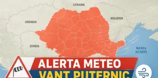 Cod PORTOCALIU Meteo de Ultimă Oră pentru Vânt Puternic Emis de Administrația Națională de Meteorologie în România pe 23 Aprilie 2026