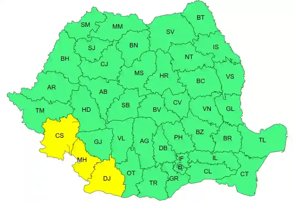 Atentionare cod galben anm harta meteo Romania 31 mai 2026 Atentionare cod galben anm harta meteo Romania 31 mai 2026