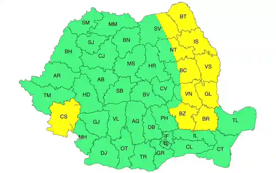 harta avertizare cod galben vânt puternic ANM 21 mai 2026 harta avertizare cod galben vânt puternic ANM 21 mai 2026