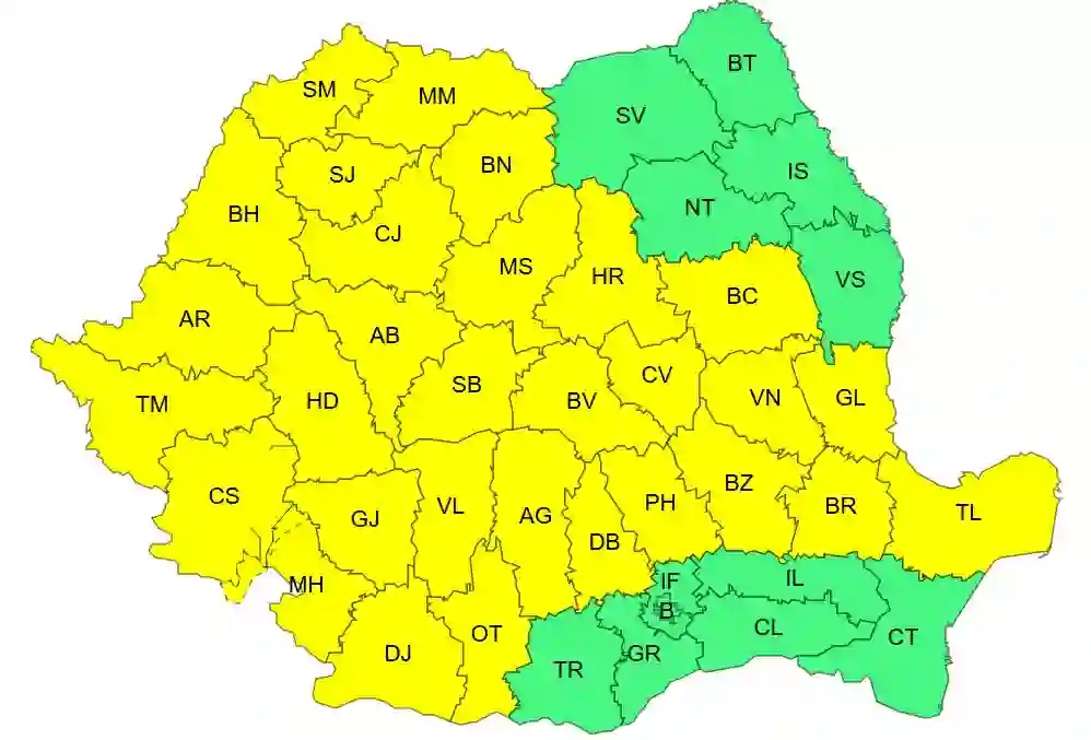 harta cod galben furtuna atentionare meteo romania 31 mai 2026 harta cod galben furtuna atentionare meteo romania 31 mai 2026