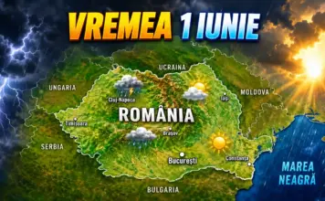 Coduri Galbene cu ATENȚIONĂRI de Ploi Torențiale și Vânt Puternic Emise de ANM cu Vremea în România pe 1 Iunie 2026 Coduri Galbene cu ATENȚIONĂRI de Ploi Torențiale și Vânt Puternic Emise de ANM cu Vremea în România pe 1 Iunie 2026