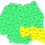 Harta ANM pentru codul galben meteo de vant puternic si ploi torentiale pentru 12 iunie 2026 | iDevice Harta ANM pentru codul galben meteo de vant puternic si ploi torentiale pentru 12 iunie 2026
