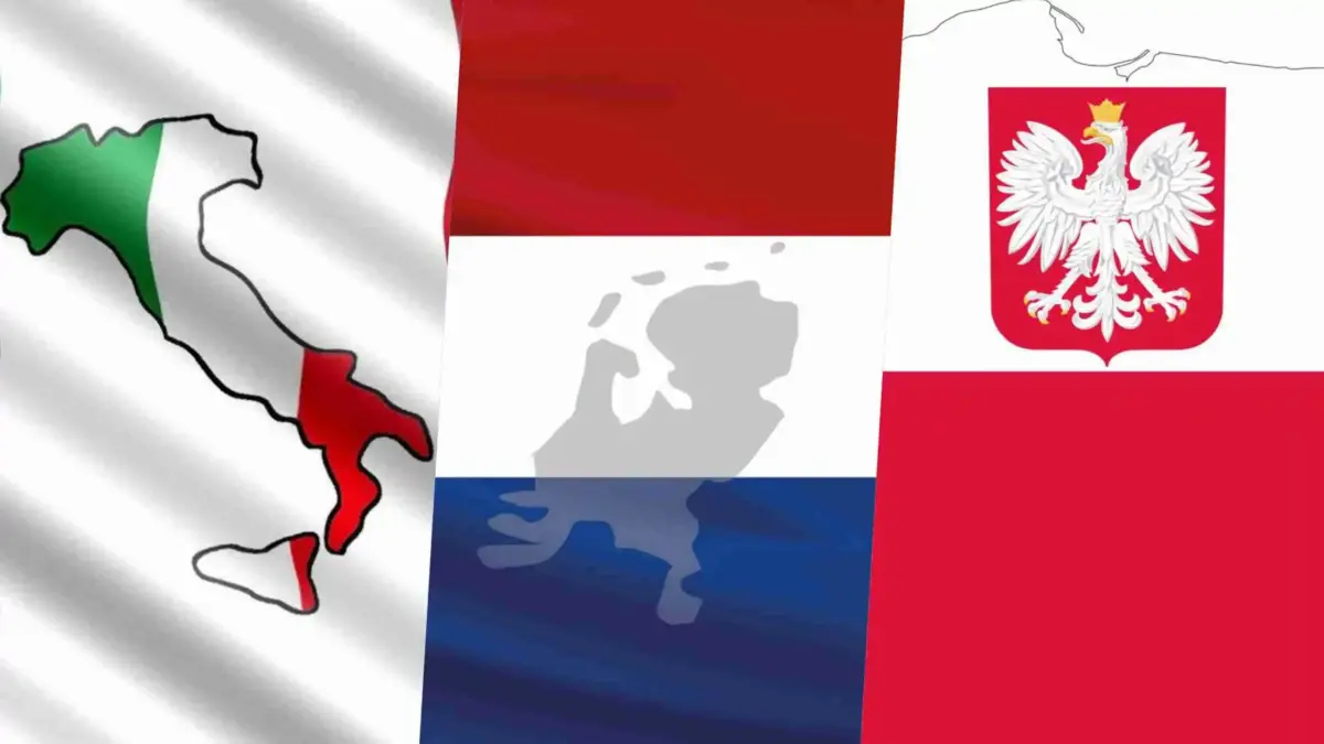 Italia Olanda Polonia steaguri Italia Olanda Polonia steaguri