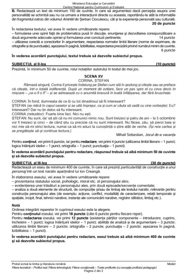 Subiecte BAC 2026 Romana profil uman pagina 2 | iDevice Subiecte BAC 2026 Romana profil uman pagina 2