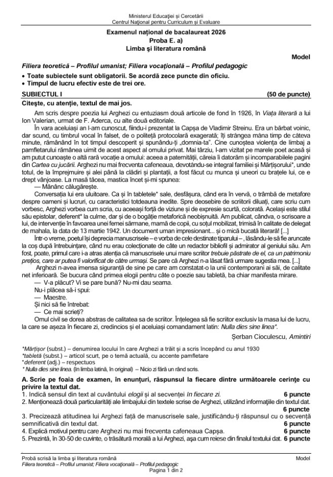 Subiecte BAC 2026 Romana profil uman pagina 4 | iDevice Subiecte BAC 2026 Romana profil uman pagina 4