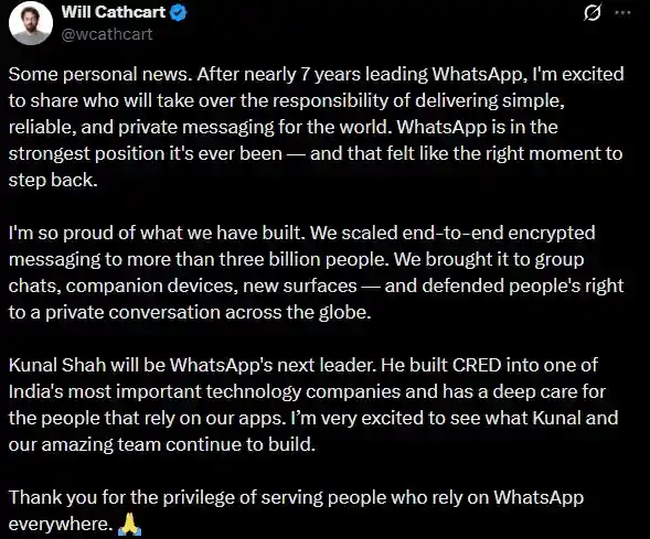 demisie whatsapp Will Cathcart demisie whatsapp Will Cathcart