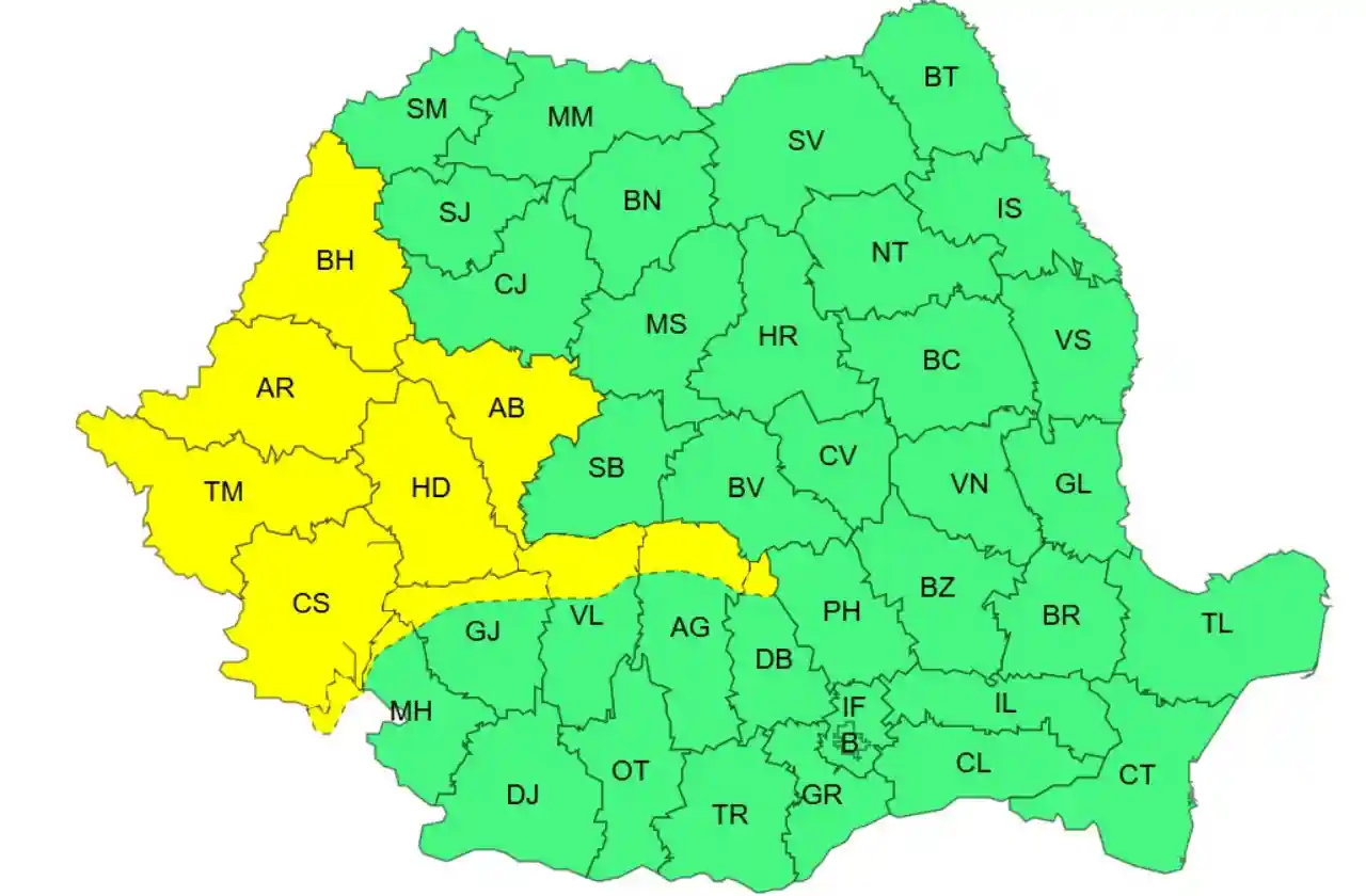 5 ALERTE Meteo Cod Galben Furtuni Canicula Emise ANM Romania 21 Iunie 2026 Ploi Torentiale Vant Puternic Anuntate