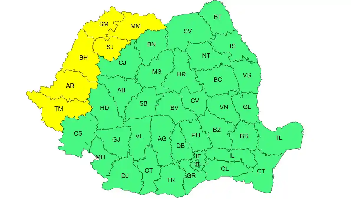 harta ANM meteo cu coduri galbene canicula furtuni ploi torentiale 23 iunie est harta ANM meteo cu coduri galbene canicula furtuni ploi torentiale 23 iunie est