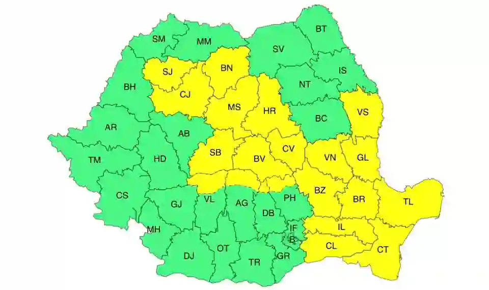 harta cod galben vant puternic romania 1 iunie 2026 harta cod galben vant puternic romania 1 iunie 2026