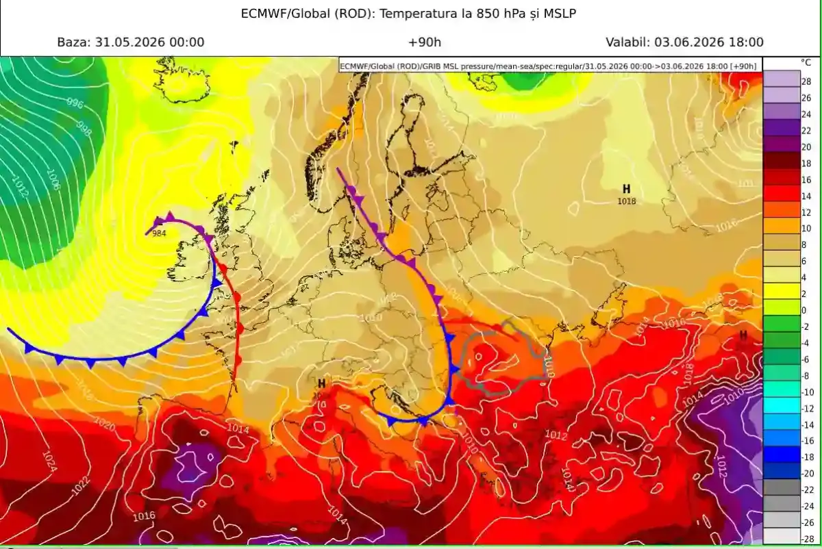 harta context sinoptic temperaturi noi vreme Romania 1 iunie 2026 harta context sinoptic temperaturi noi vreme Romania 1 iunie 2026