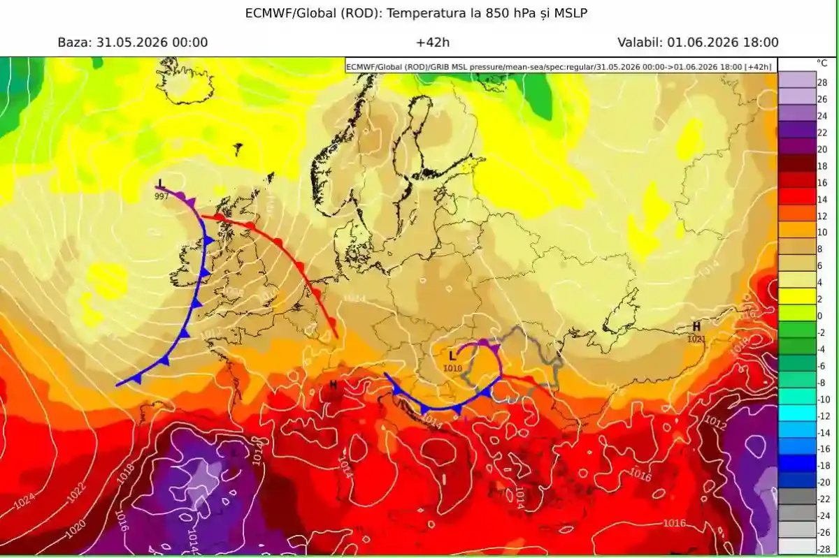 harta context sinoptic temperaturi vreme Romania 1 iunie 2026 harta context sinoptic temperaturi vreme Romania 1 iunie 2026