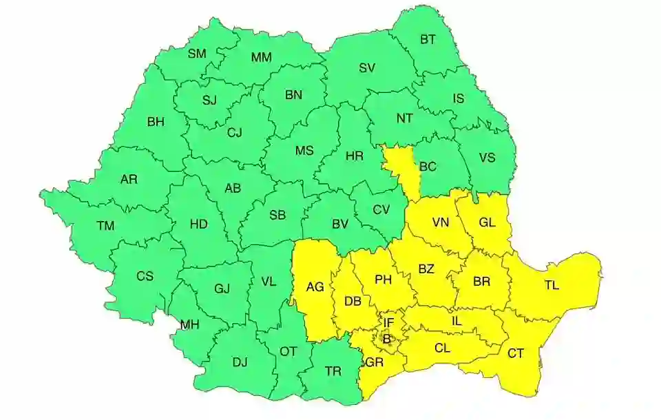 harta meteo ANM cu ploi torentiale in Romania pe 8 iunie 2026 harta meteo ANM cu ploi torentiale in Romania pe 8 iunie 2026