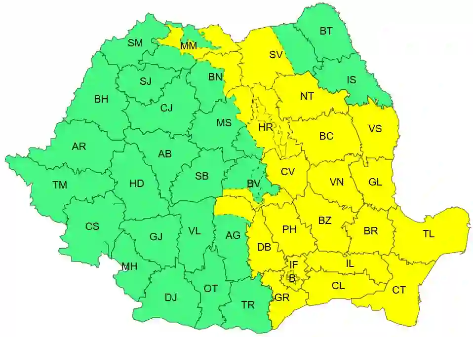 harta meteo ANM cu vant puternic pentru Romania pe 7 iunie 2026 harta meteo ANM cu vant puternic pentru Romania pe 7 iunie 2026