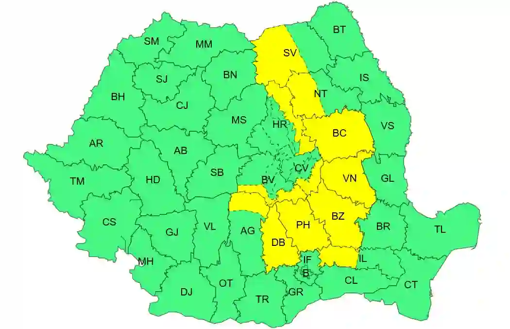 harta meteo ANM cu vant puternic ploi si grindina pentru Romania pe 7 iunie 2026 harta meteo ANM cu vant puternic ploi si grindina pentru Romania pe 7 iunie 2026