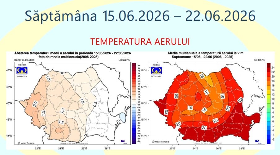 prognoza meteo ANM pentru Săptămâna 15.06.2026 – 22.06.2026 prognoza meteo ANM pentru Săptămâna 15.06.2026 – 22.06.2026