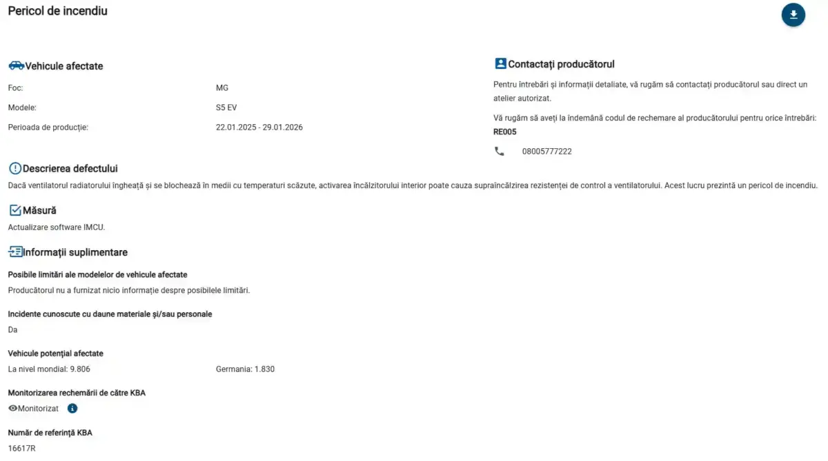 MGS5 EV pericol incendiu | iDevice.ro MGS5 EV pericol incendiu