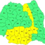 harta anm coduri meteo galbene ploi torentiale si vant puternic ANM in Romania pentru 18 iulie 2026 | iDevice.ro Color-coded map of Romania's counties; yellow band runs through southern and central regions while most counties are green.
