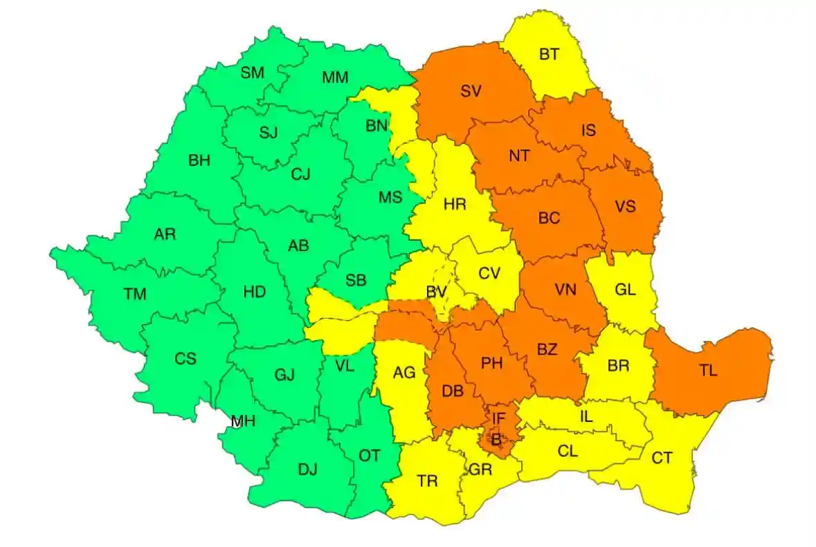 harta cod portocaliu ploi torentiale, vant, vijelie, grindina, atentionare meteo Romania 20 iulie 2026 harta cod portocaliu ploi torentiale, vant, vijelie, grindina, atentionare meteo Romania 20 iulie 2026