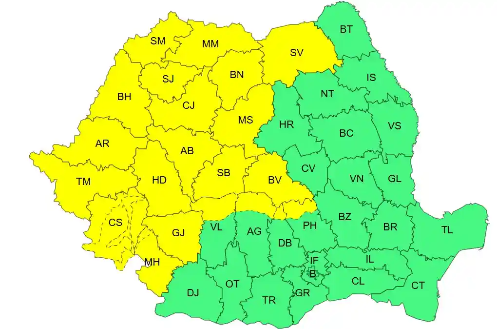 harta meteo ANM cod galben atentionare meteo 26 iulie 2026 | iDevice.ro harta meteo ANM cod galben atentionare meteo 26 iulie 2026
