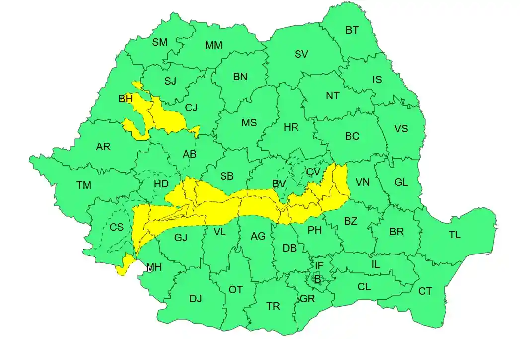 hartă meteo ANM pentru ploi torențiale, grindină și vânt puternic în România pe 27 iulie 2026 | iDevice.ro hartă meteo ANM pentru ploi torențiale, grindină și vânt puternic în România pe 27 iulie 2026