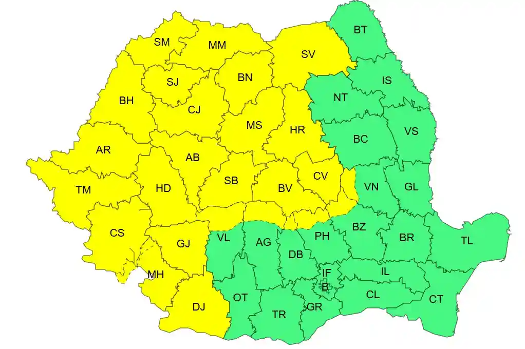 hartă meteo ANM pentru ploi torențiale și vânt puternic în România pe 27 iulie 2026 | iDevice.ro hartă meteo ANM pentru ploi torențiale și vânt puternic în România pe 27 iulie 2026
