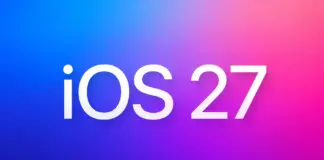 White lowercase text 'ios27' on a blue-to-pink gradient background.