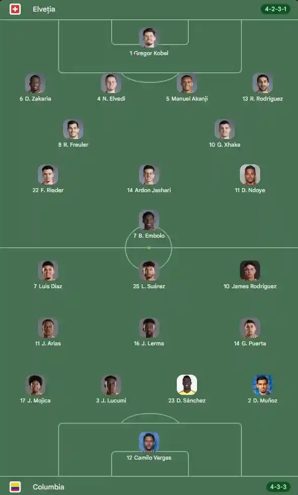 primul 11 ELVETIA - COLUMBIA LIVE ANTENA 1 James Rodriguez Cupa Mondiala FIFA 2026 | iDevice.ro primul 11 ELVETIA - COLUMBIA LIVE ANTENA 1 James Rodriguez Cupa Mondiala FIFA 2026