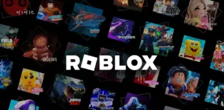 Collage banner with multiple Roblox game thumbnails surrounding the bold Roblox logo in the center