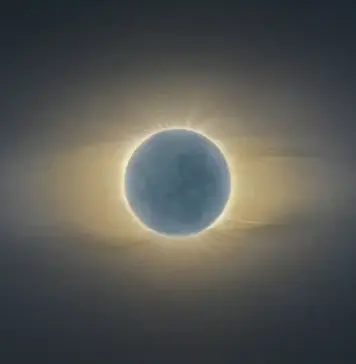 Eclipsa Solara din 12 August este o Oportunitate RARA pentru Omenire, conform ESA Total solar eclipse with the Moon fully covering the Sun and a glowing corona around the dark disc.