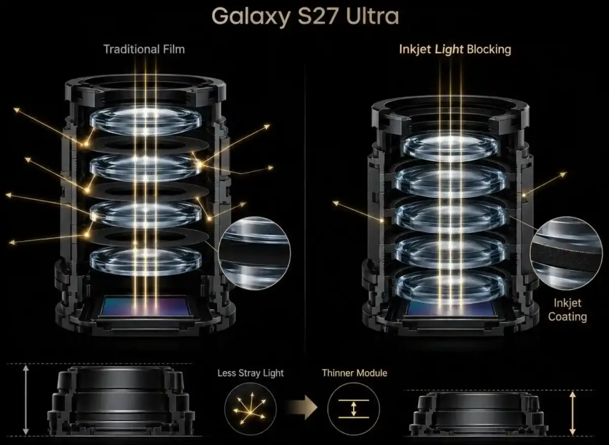 Samsung GALAXY S27 Ultra sistem imprimare inject lentile camera | iDevice.ro Samsung GALAXY S27 Ultra sistem imprimare inject lentile camera