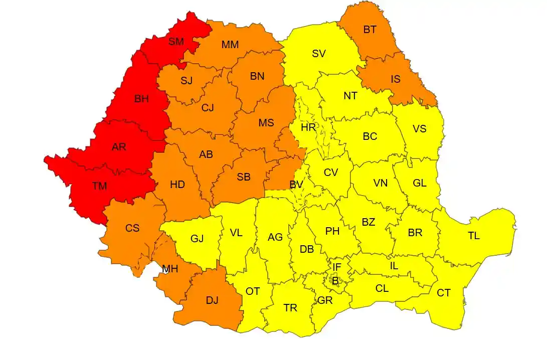 harta ANM, coduri rosii si portocalii pentru canicula in Romania pe 4 august 2026 | iDevice.ro harta ANM, coduri rosii si portocalii pentru canicula in Romania pe 4 august 2026