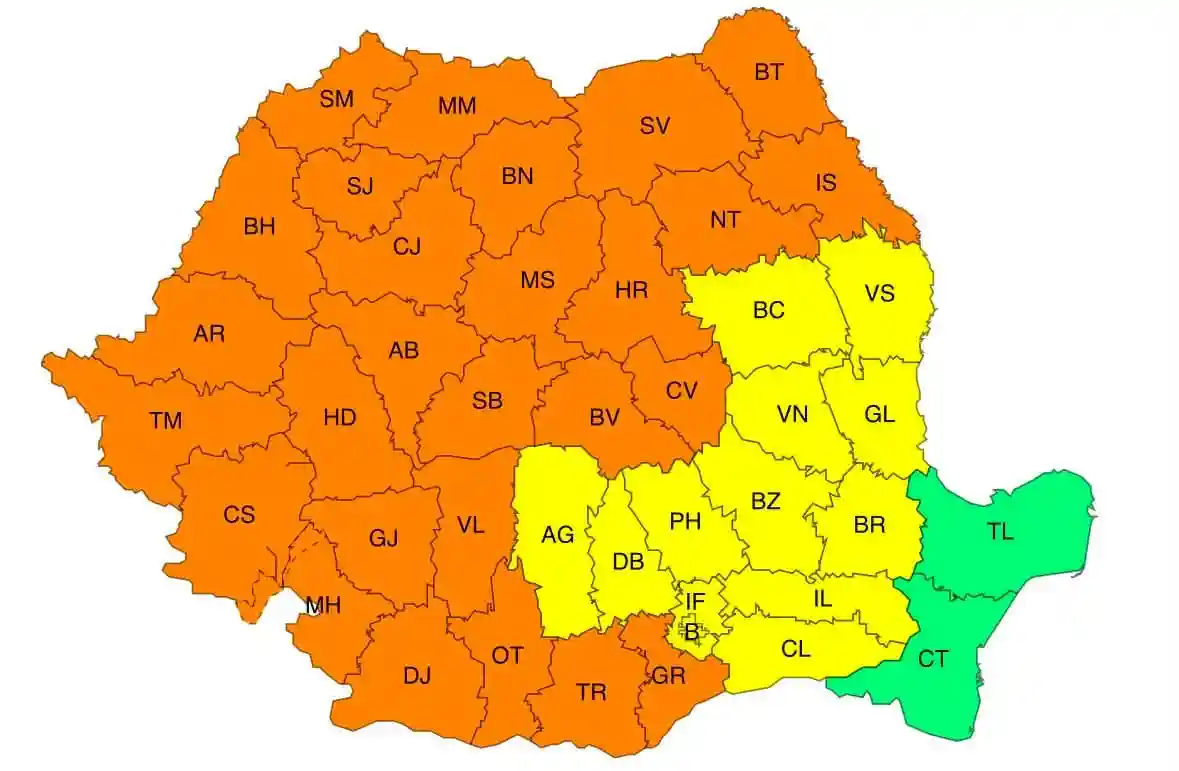 harta canicula alerta meteo ANM Romania 20 august 2026 harta canicula alerta meteo ANM Romania 20 august 2026