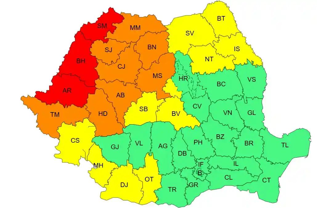 harta meteo cod rosu canicula emisa de ANM pentru vestul Romaniei pe 1 august 2026 | iDevice.ro harta meteo cod rosu canicula emisa de ANM pentru vestul Romaniei pe 1 august 2026