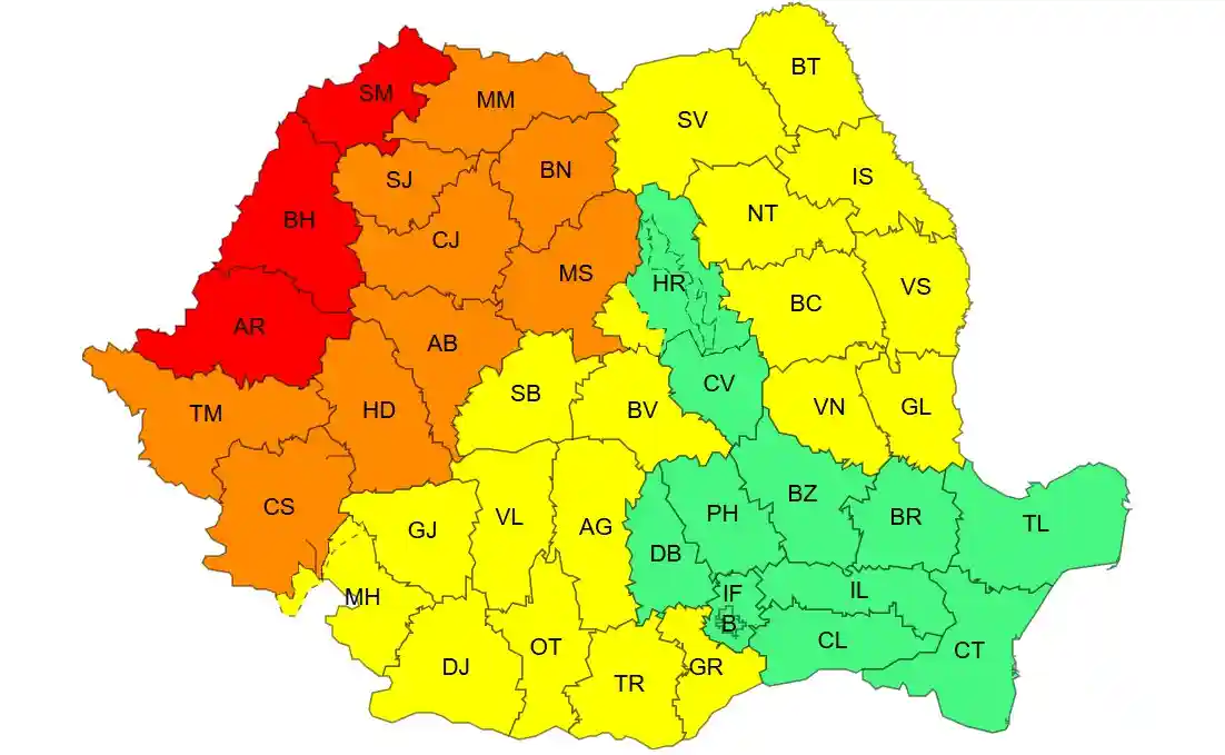 harta meteo cu avertizari cod rosu si portocaliu de canicula | iDevice.ro harta meteo cu avertizari cod rosu si portocaliu de canicula
