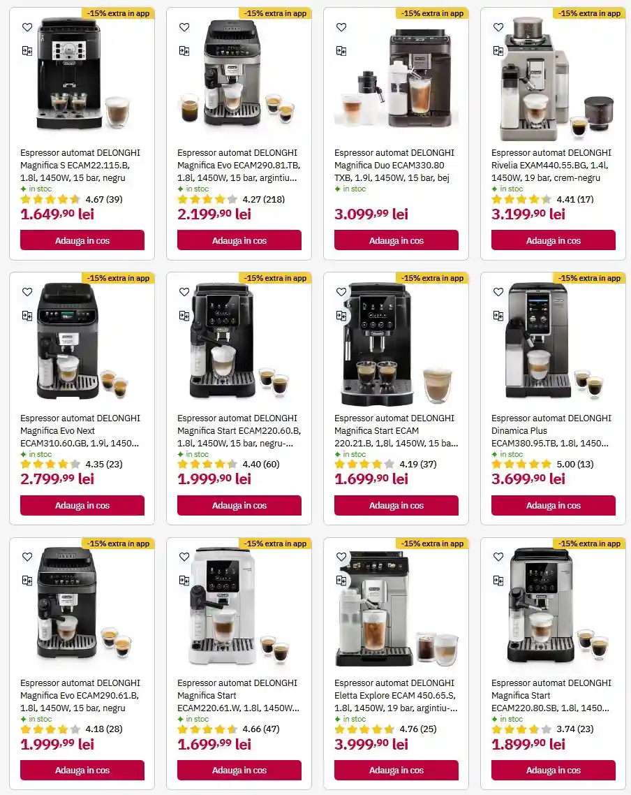 oferte ALTEX Extra reduceri promotii espressoare delonghi 3 august 2028 | iDevice.ro oferte ALTEX Extra reduceri promotii espressoare delonghi 3 august 2028