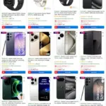 resigilate emag de la 3 lei - oferte 2 august 2026 - smartwatch, telefoane | iDevice.ro Grid of electronic devices for sale: smartwatches and smartphones with price tags.
