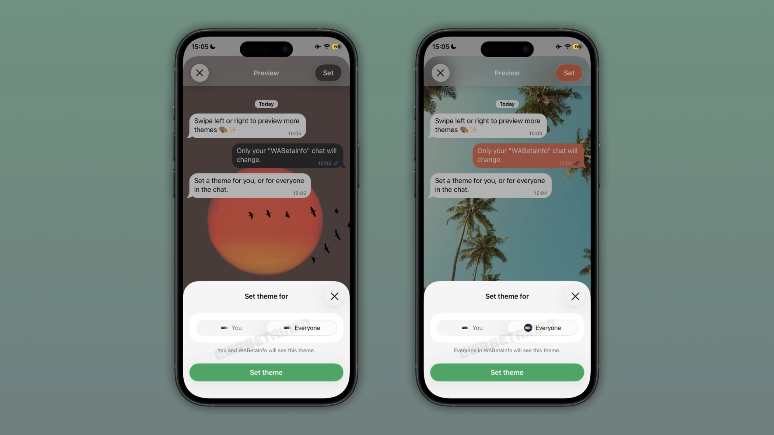 Opțiune de partajare a temelor conversațiilor în WhatsApp beta pentru iOS