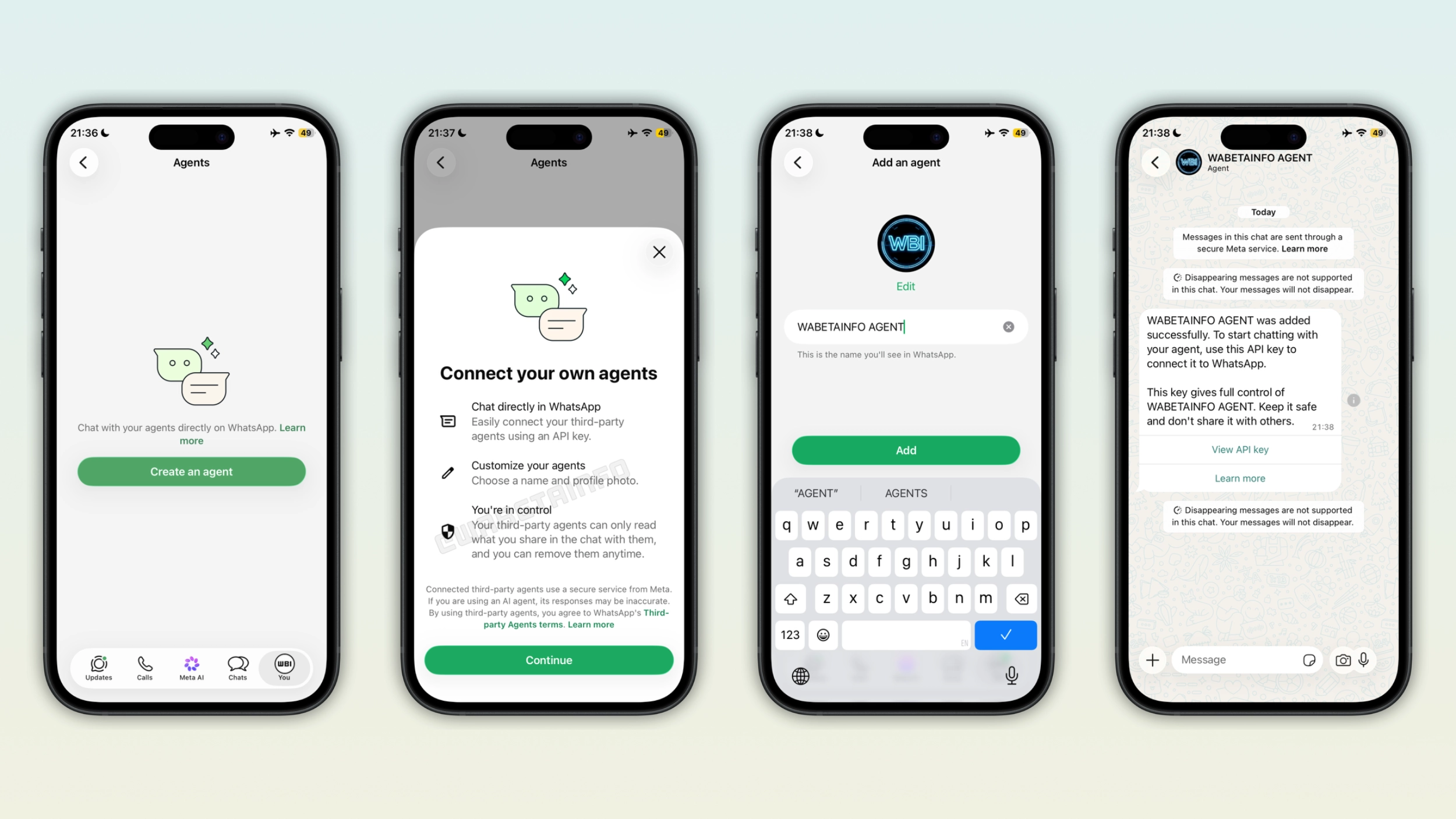 Conversații cu agenți terți în WhatsApp pentru iOS