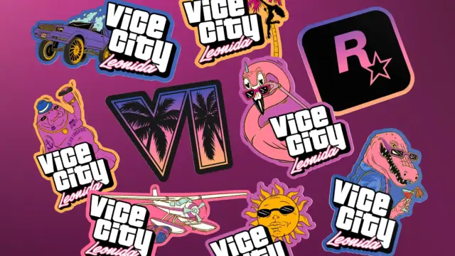 GTA 6 colecție Vice City stickere colorate